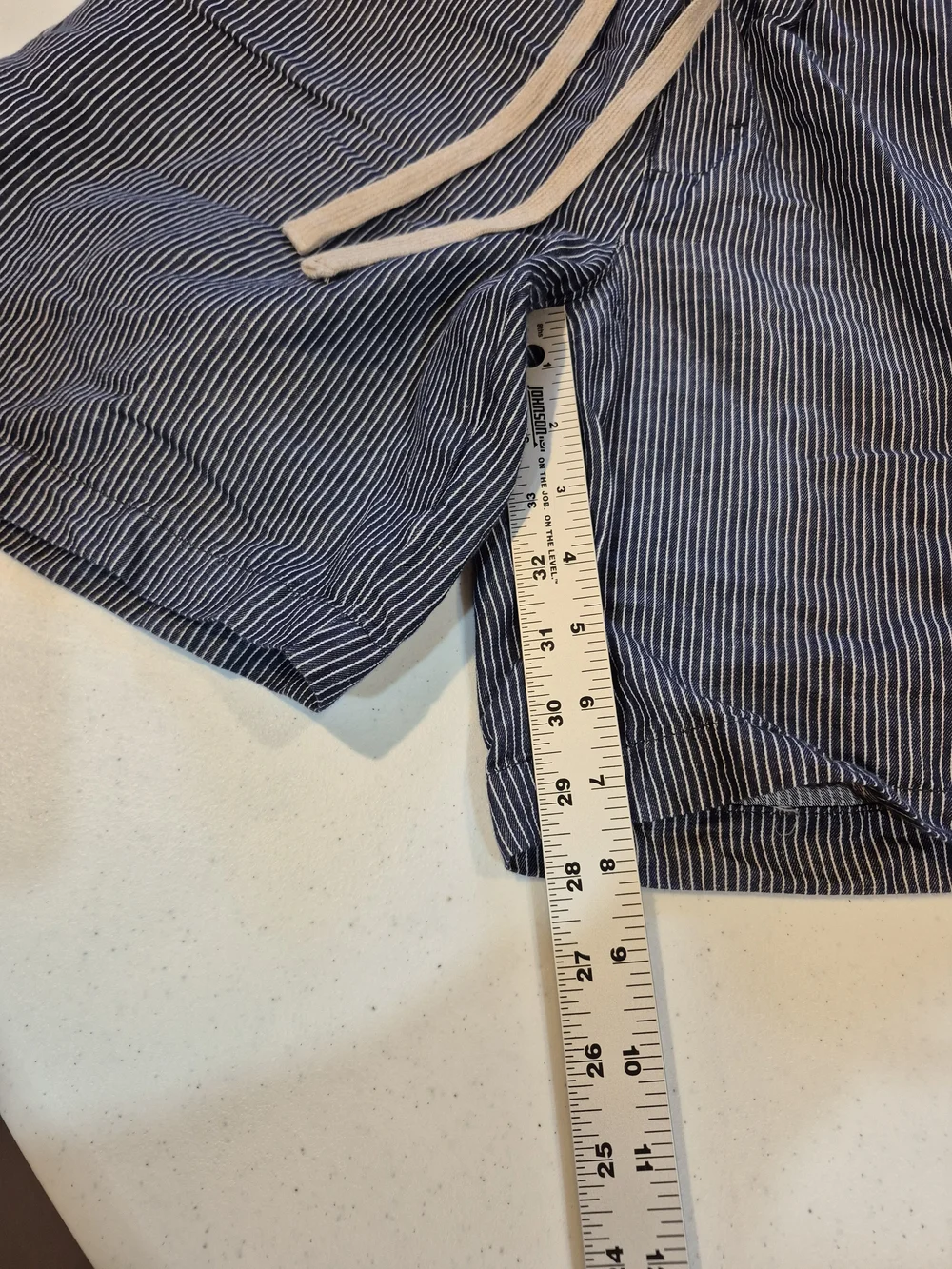 Banana Republic Navy and White Pinstripe Flat Front Shorts 4822